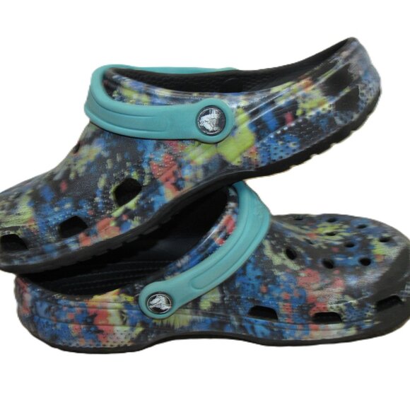 Color Splotch Crocs J6 M6 W8 Wide - Picture 7 of 7